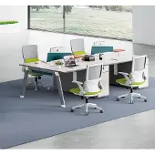 AEA Grauer Arbeitstisch Designer Schreibtisch 4-Personen Edle Holz Tische