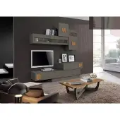 AEA Wohnwand Schrank TV-Schrank Set Wohnmöbel Praktisch Wohnzimmer grau