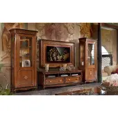 AEA RTV Lowboard Klassische Wohnwand TV-Rahmen Braun Wohnzimmer Set 4tlg