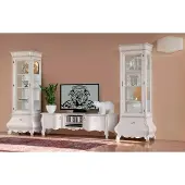 AEA Weiße Luxus Wohnzimmer Wohnwand Möbel 2x Vitrinen TV-Ständer Klassisch