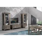 AEA Wohnwand Klassische TV-Ständer Wohnzimmer Vitrine Sideboard Grau 3tlg.