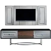 AEA Luxus Wohnwand TV-Ständer TV Rahmen Komplett Wohnzimmermöbel silber