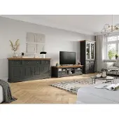 AEA Wohnwand Holz Kommode + RTV Sideboard Italienische Landhaus Möbel 3tlg. Set