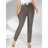Stehmann Thermohose , Damen, Gr. 245, Extrakurzgrößen, grau (taupe), 76% Viskose, 21% Polyamid, 3% Elasthan, unifarben, lang, Hosen Thermohose