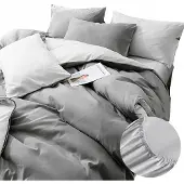 Fitizzio Bettwäsche-Set 160x200 cm Grau Baumwollsatin