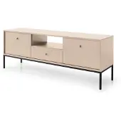 3Xeliving TV-Schrank mit einer Schublade und zwei Türen, Beige, schwarze Griffe
