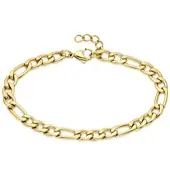 Aniston Edelstahlarmband "Schmuck Geschenk Figarokettengliederung", gold (gelbgoldfarben), , Armbänder, Damen, 21cm, Edelstahl, Edelstahlarmband