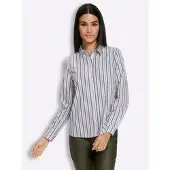 HEINE Hemdbluse "Hemdbluse Gestreifte Bluse", Damen, Gr. 36, weiß (ecru, schoko, gestreift), Modisch, Blusen Hemdbluse