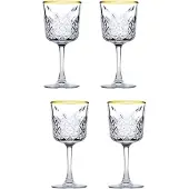 Pasabahce 4x Rotweinglas Gin Cocktail Glas „Timeless“ im Kristall-Design, Gold