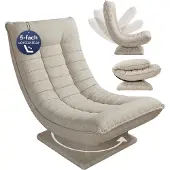 Casaria Relaxsessel mit verstellbarer Rückenlehne Creme