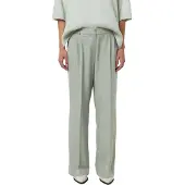 Comma Stoffhose , Damen, Gr. 46, N-Gr, grün (light khaki), Web, Obermaterial: 52% Viskose, 45% Polyester, 3% Elasthan, meliert, normal lang, Hosen Stoffhose, meliert, mit geradem Bein und Bundfalte