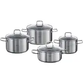 Fissler Viseo Edelstahl Topfset 4-teilig mit Glasdeckeln, Induktion, für alle Herdarten (3 Kochtöpfe, 1 Bratentopf)