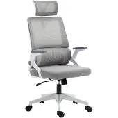Vinsetto Bürostuhl Ergonomisch Schreibtischstuhl mit Verstellbar Kopfstütze Grau
