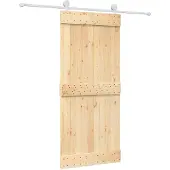 vidaXL Schiebetür Natürlich und Weiß 90 x 210 cm Massivkiefer