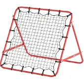 HOMCOM Fußball Rebounder Kickback Tor Rückprallwand Netz Metallrohr Rot+Schwarz