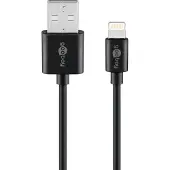 Goobay Lightning USB Lade- und Synchronisationskabel, 1 m, schwarz, 12 W, 2,4 A, MFi-Kabel für Apple iPhone/iPad