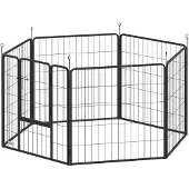 PawHut Welpenauslauf 80 cm Hoch, 6-TLG. DIY Hundelaufstall, Stahl, Grau