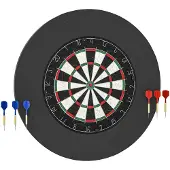 SPORTNOW Dartscheibe mit 6 Dartpfeile, Flights, Dart Surround, Stahlspitze Sisal