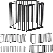 PawHut 2 in 1 Welpenauslauf 5-TLG Klappbar Absperrgitter Hund mit Tür, Metall