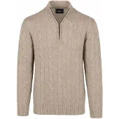 Steppin' Out Lau Pull Merino Half Zip Cable Beige