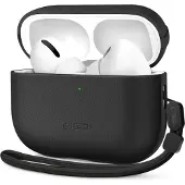 Tech-Protect NaturalFit Lederhülle für AirPods Pro 3 mit Trageband Schwarz