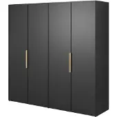 Selsey Frame - Kleiderschrank 4-türig mit Kleiderstange und Regalen, 200 cm, schwarz