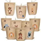 Sonstiges Adventskalender zum Befüllen 24 Weihnachtskalender DIY Geschenktüten Braun Weihnachtswald