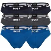 BOSS Herren Slips, 6er Pack - Briefs 3P Power, Cotton Stretch, Logo, einfarbig Blau / L