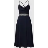 Vera Mont Cocktailkleid "Cocktailkleid mit Wasserfallausschnitt", Damen, Gr. 42, EURO, blau (night sky), Obermaterial: 100% Polyester Pol. recyc.., Kleider Cocktailkleid