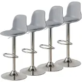 Sonstiges Barhocker-Set 4 Stück Grau höhenverstellbar drehbar mit Rückenlehne und Fußstütze