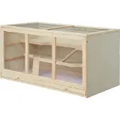 PawHut Hamsterkäfig Nagerkäfig Kleintierstall aus Holz Kleintierkäfig Naturholz