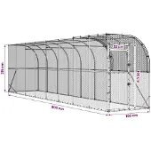 vidaXL Hühnerstall gegen die Wand Silber 800 x 100 x 215 cm