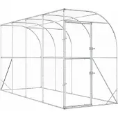 vidaXL Hühnerstall gegen die Wand Silber 600 x 150 x 215 cm