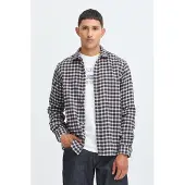 Blend Langarmhemd "BHCALLI SHIRT", Herren, Gr. L, N-Gr, blau (salute), Web, Obermaterial: 100% Baumwolle, kariert, regular fit normal, 1-Knopf-Manschette, Hemden Langarmhemd, Baumwolle, regular fit