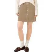 QS Minirock , Damen, Gr. 38, camel, Cord, Obermaterial: 98% Baumwolle, 2% Elasthan, unifarben, körpernah ca. Mitte Oberschenkel, Röcke Minirock, Cordrock mit langer Knopfleiste