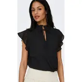 ONLY Spitzenbluse "ONLLANDAU DOBBY FRILL V-NECK TOP WVN" Kunstfaser
