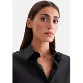 Seidensticker Hemdbluse , Damen, Gr. S (36), schwarz, 100% Baumwolle, unifarben, regular fit, ohne Ausschnitt, Blusen Hemdbluse, 1/1 Kragen Uni