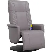 vidaXL Massagesessel mit Fußteil Grau Kunstleder