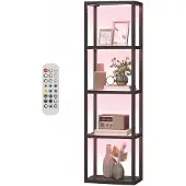 HOMCOM RGB Stehlampe mit Glasregalen, 4-Ebenen-LED-Stehleuchte mit Fernbedienung