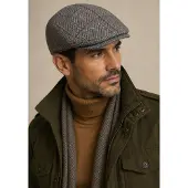 Man'S World Schiebermütze , Herren, grau (grau, schwarz), Web, Wollmischung, Hahnentrittmuster, gemustert, Mützen Schiebermütze, stylischer Winter-Flatcap - wärmend gefütter