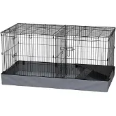 PawHut Small Animal Cage Stahl Oxfordstoff Schwarz 121L x 61B x 61H cm