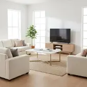 Merkloos Weiße Imitationsmarmor-Couchtisch mit goldenem Rahmen