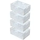 Merkloos Set aus 4 faltbaren Kunststoff-Aufbewahrungsboxen - Weiß