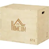 HOMCOM 3-in-1 Plyo Box Holz Plyometrische Sprungbox mit 3 Sprunghöhen Griffen