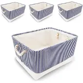 Merkloos Set von 4 Aufbewahrungsboxen mit blauen Streifen