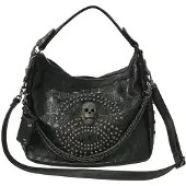 Merkloos Große Gothic-Handtasche mit Skull-Kette