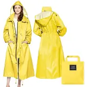 Merkloos Uni Lange Wasserdichte Regenjacke mit Kapuze