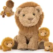 Merkloos Großer Teddybär mit 3 Babyleoparden, Kuscheltier und Spielzeug