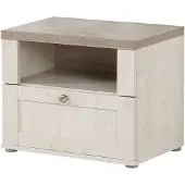 Forte Nachtkommode ILOPPA Optik: Schneeeiche, Weiß 55,4x34,4x45 cm