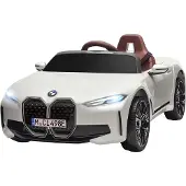 HOMCOM Kinder Elektroauto Elektrofahrzeuge mit Fernbedienung, MP3-Player, Weiß